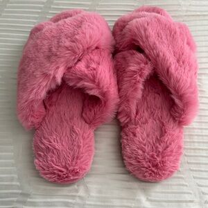 J. Crew Pink Fuzzy Slippers